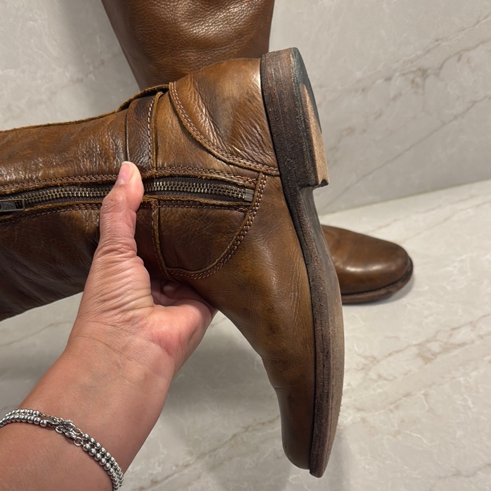 Frye Brown Leather Riding Boots - Picture 3 of 6